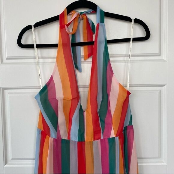 ESSUE | Rainbow Striped Halter Dress - Picture 8 of 8